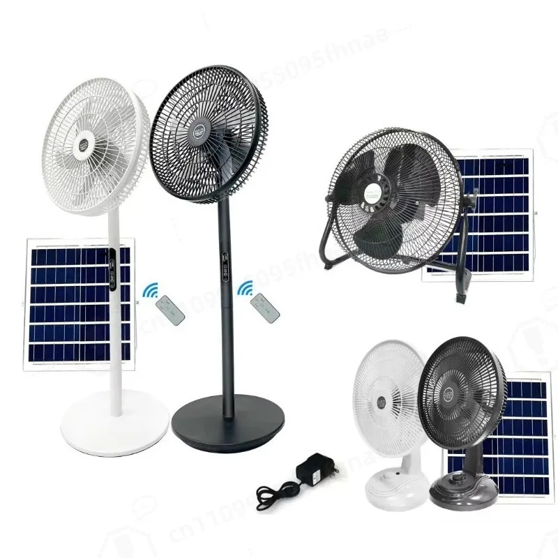 12 Inch Portable Rechargeable Solar Fan with Solar Panel, Outdoor Cooling Fan, for Camping, Picnic & Power Outage Emergency Use