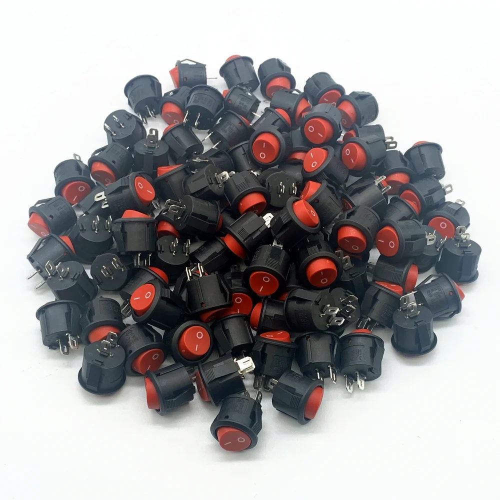 50 Pcs Push Button Switch 16.5mm SPST 2Pin 6A 250V KCD1 Snap-in On/Off Boat Rocker Switch 16.5MM Mini Black