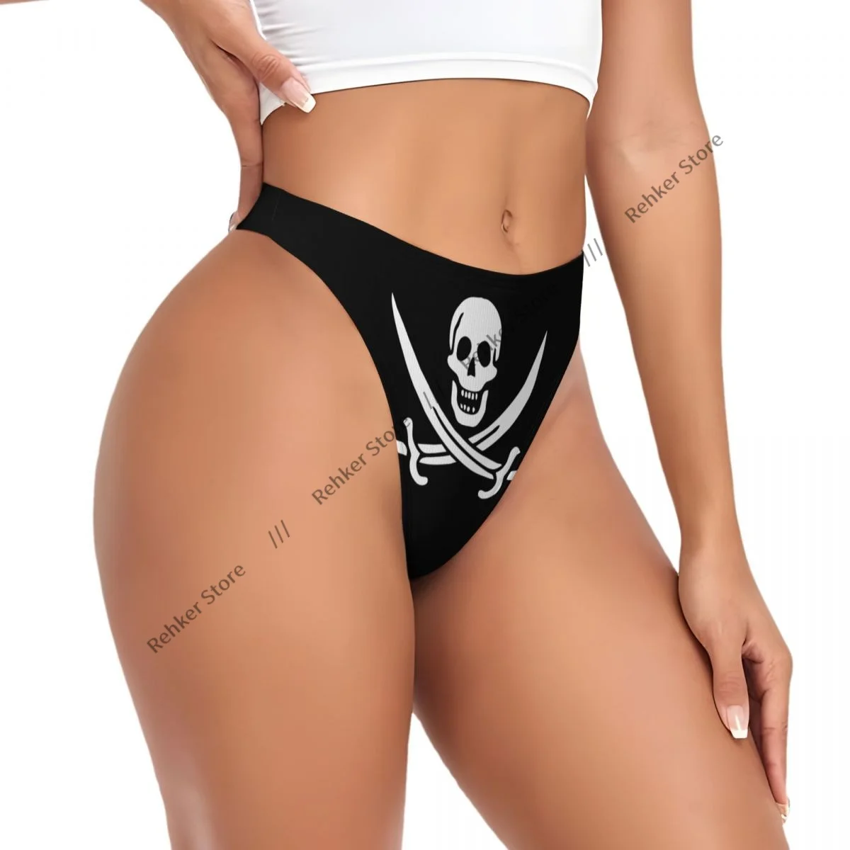 

Women's Panties Jolly Roger Flag Black Pearl Underwear Sexy Thongs Lingerie G-Strings