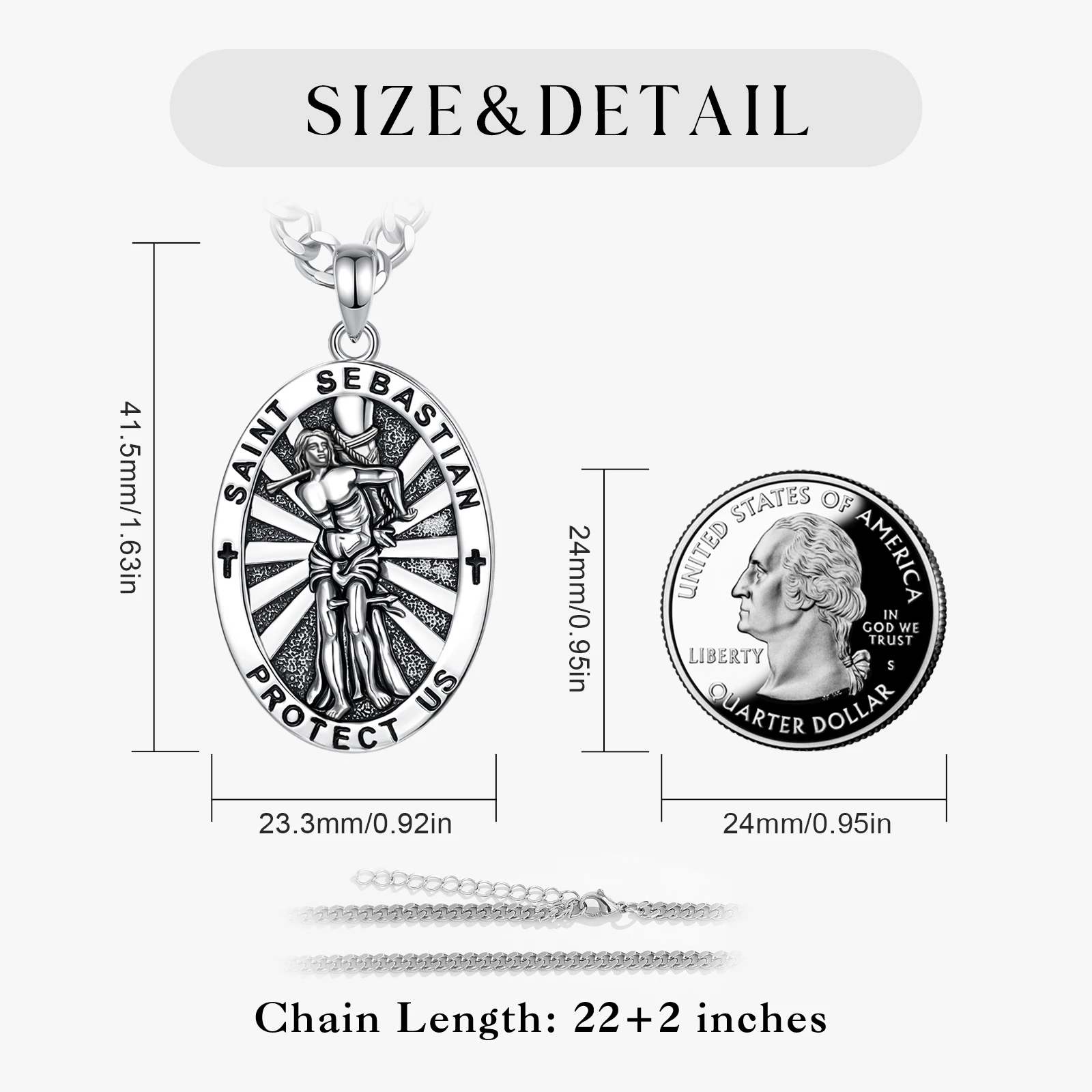 Eudora New Copper Saint Sebastian Necklace for Men Woman Catholic Cross Pendant Amulet Religious Jewelry Exquisite Gift