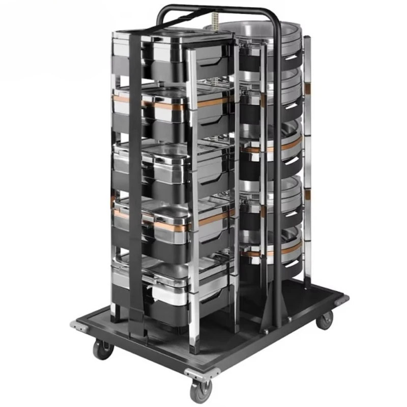 

Mobile Catering Stackable Chafers Storing Transporting Stacking Chaffing Dishes Food Warmer Transport Chafing Dish Trolley
