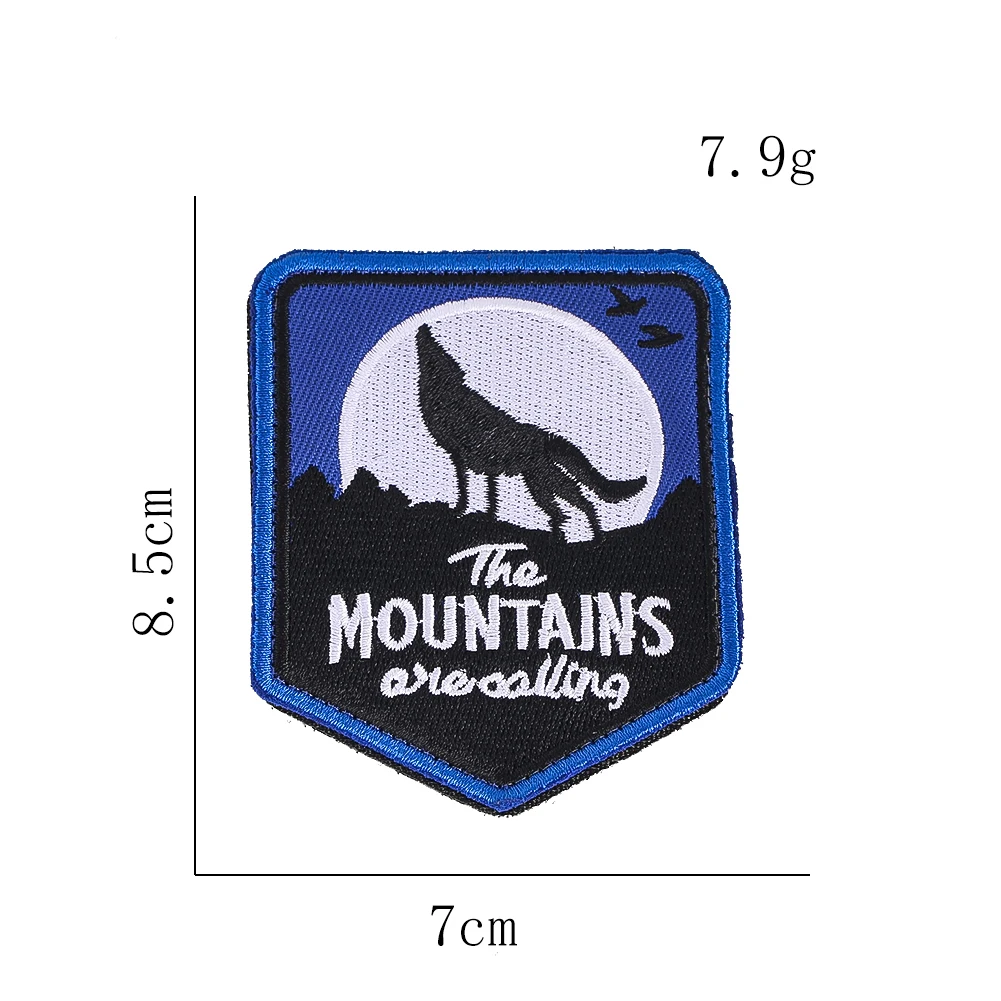 Die Berge rufen Wolf – bestickter Aufnäher mit Klettverschluss für Outdoor-Rucksack, Jacke, Mütze, DIY-Applikation, Dekorationszubehör – Detail 3