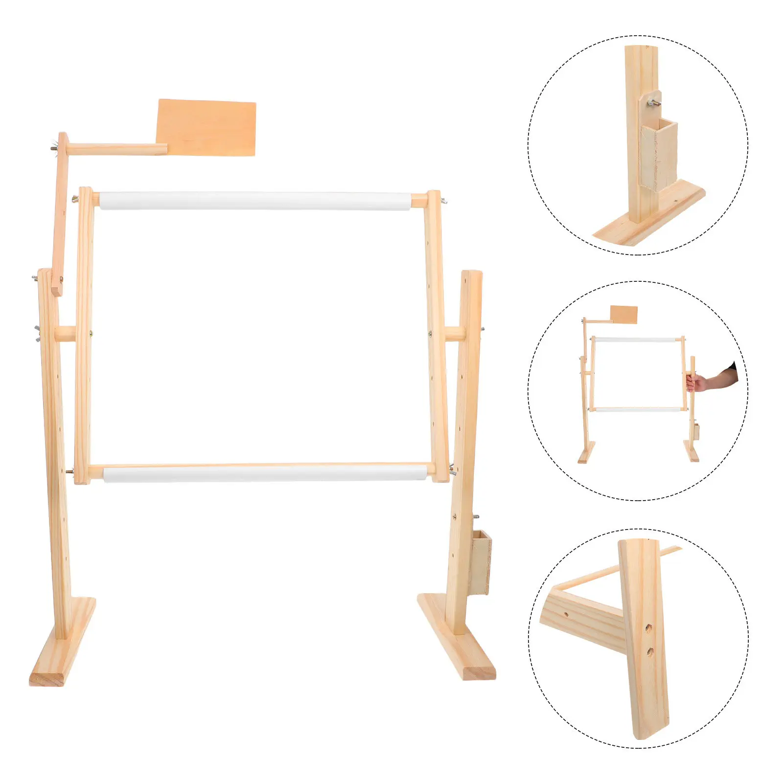 

Набор: регулируемая деревянная подставка для вышивания, вращающийся на 360 градусов держатель для пяльцей, для рукоделия и творчества