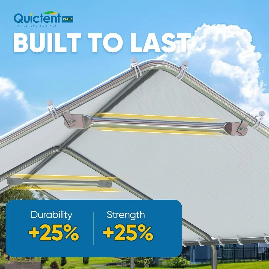 10x20 Feet Heavy Duty Carport Canopy Galvanized Car Tent Outdoor Garage Boat Shelter with Reinforced Structure, No Sidewall