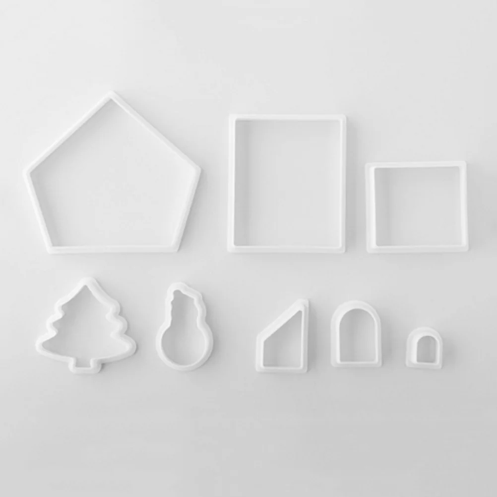 

8Pcs Christmas House Cookie Cutter Set Mini Plastic Gingerbread Biscuit Mold DIY Chocolate Fondant Cake Decoration