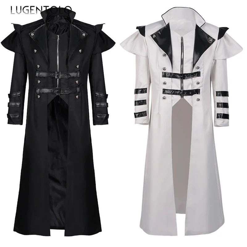 

Men Medieval Gothic Trench Long Coats Court Costume Retro Casual Women Button Zipper Loose Party Bloodsucker Clothing