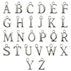 26pcs/set Antique Silver Plated Letter Charms Initial A-Z Alphabet Pendants For DIY  Necklace and Bracelet Jewelry Making