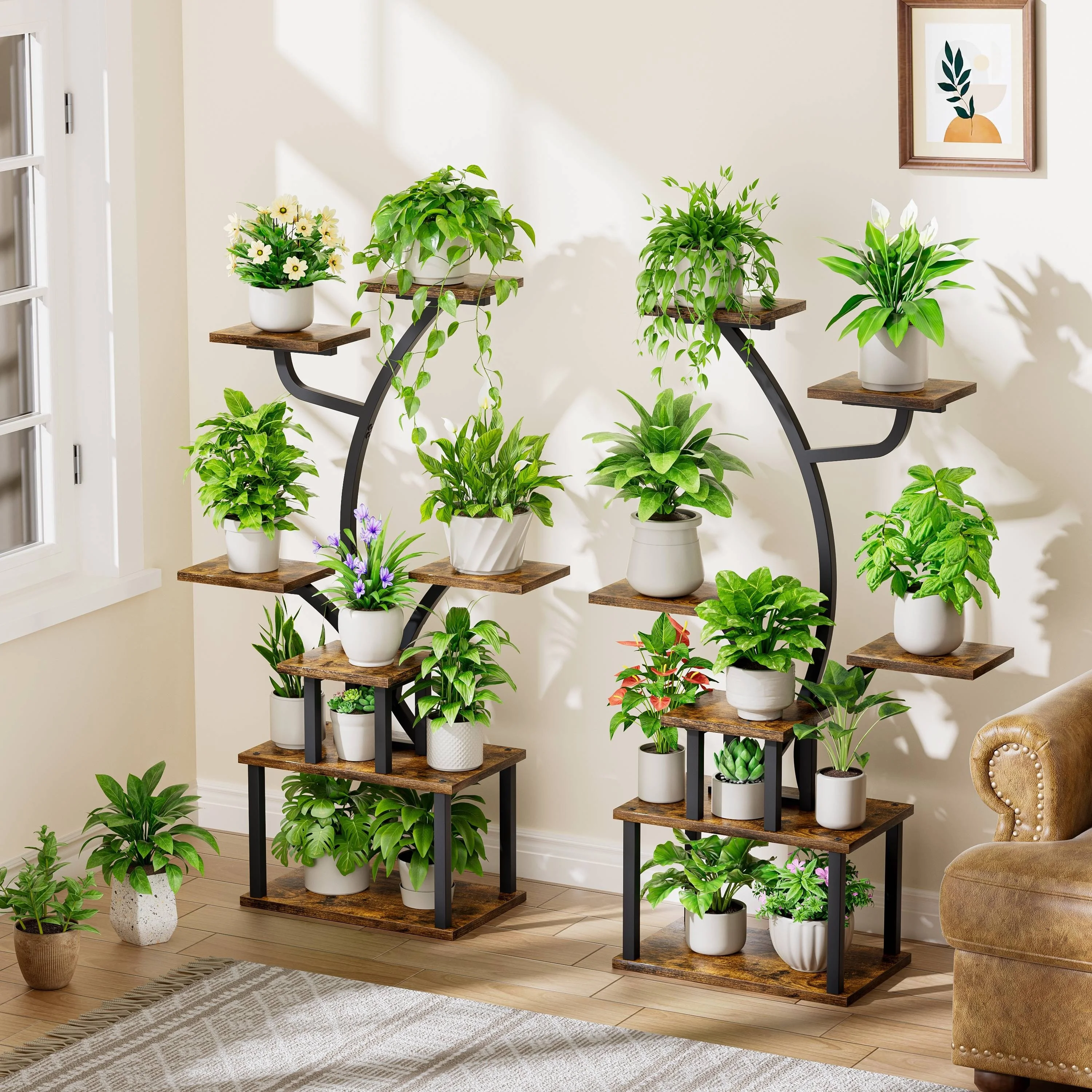 

7 Tiered Corner Shelves Shelf Indoor Display Rack Holder, Flower Display Stand For Balcony, 39.6 '' High Metal Plant Racks