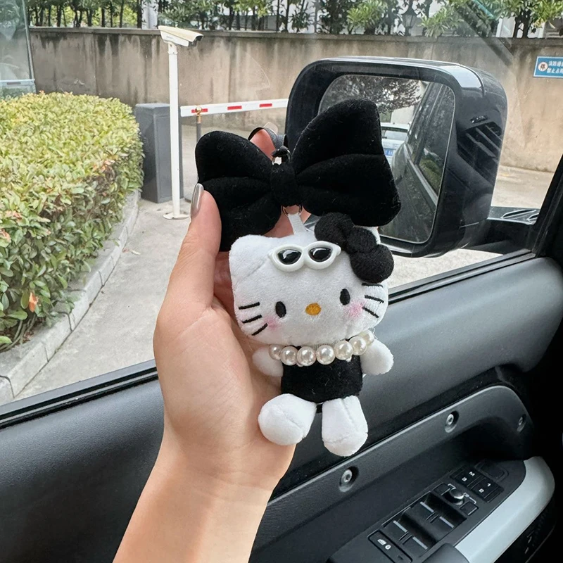 Sanrio Anime Cartoon Car Decoração, Linda Boneca De Pelúcia Chaveiro, Espelho Retrovisor Kawaii Pingente, Decorações Mochila, KT Cat, Presentes