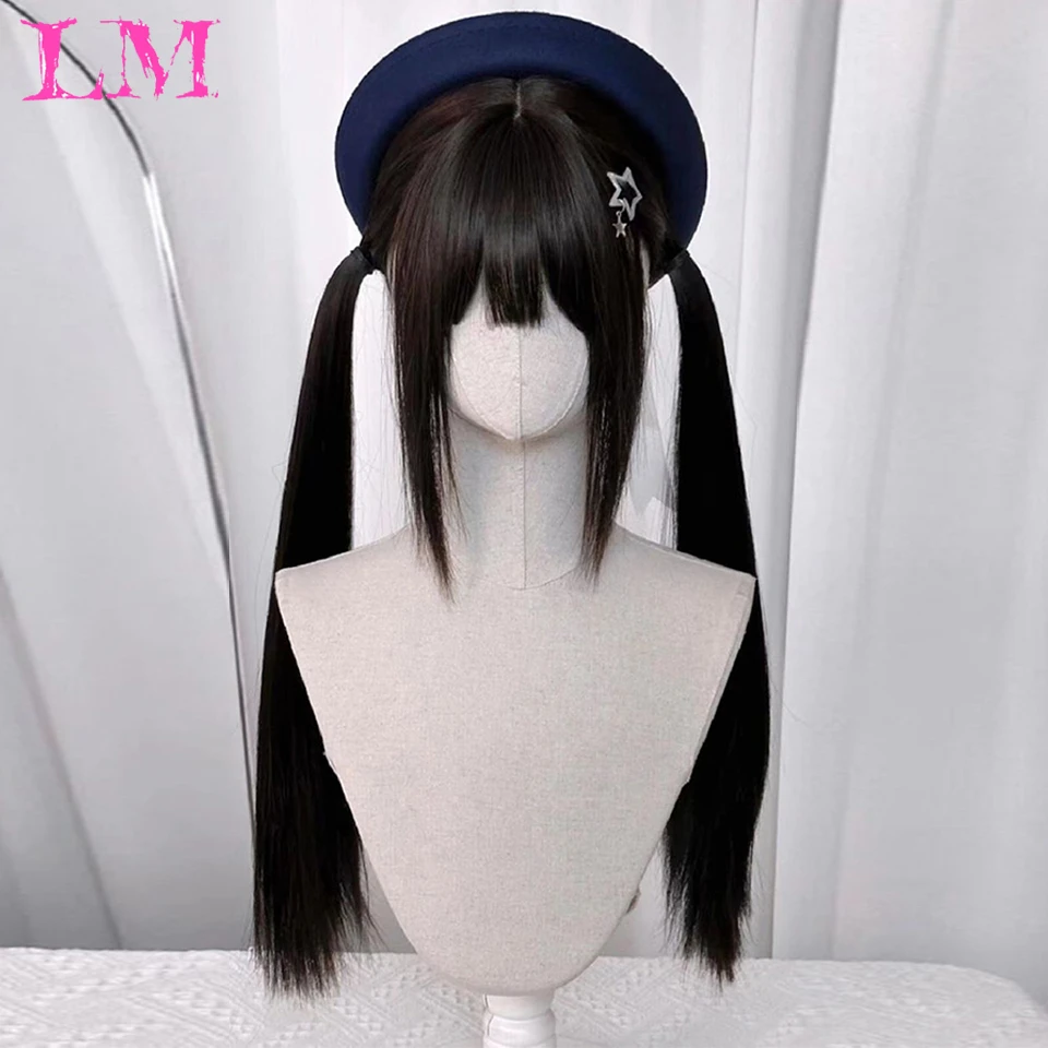 LM Black Hair Long Straight Wigs for Women Natural Hair Synthetic Wigs Daily Cosplay Heat Resistant