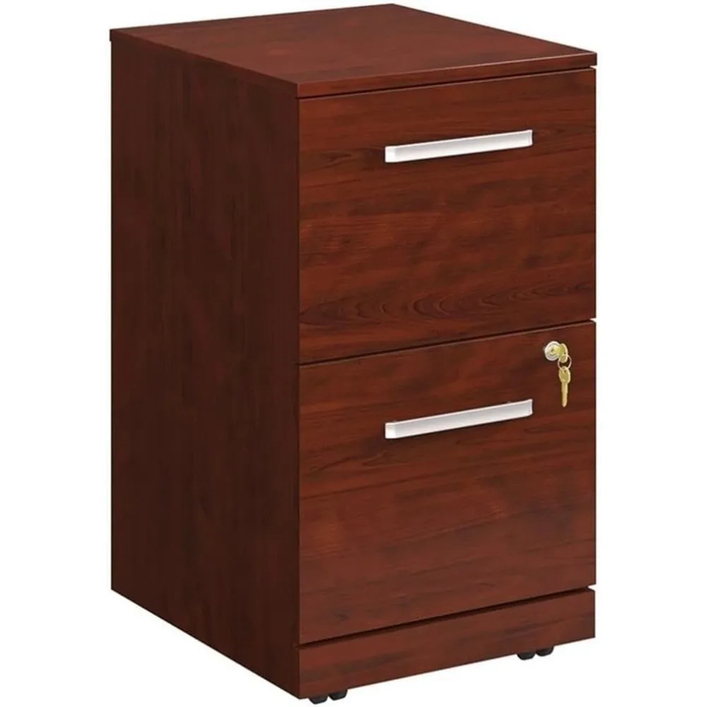 

Classic Cherry Engineered Wood Mobile Filing Cabinet with 2 Locking Drawers and Hidden Casters for Office Use