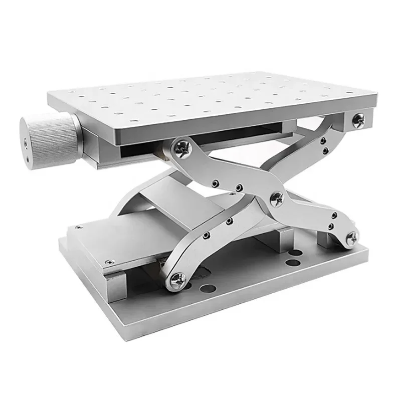 Z-axis Positioning Mobile Aluminum Workbench Manual Scissor Lift Platform Stroke 120MM For Laser Marking Machine