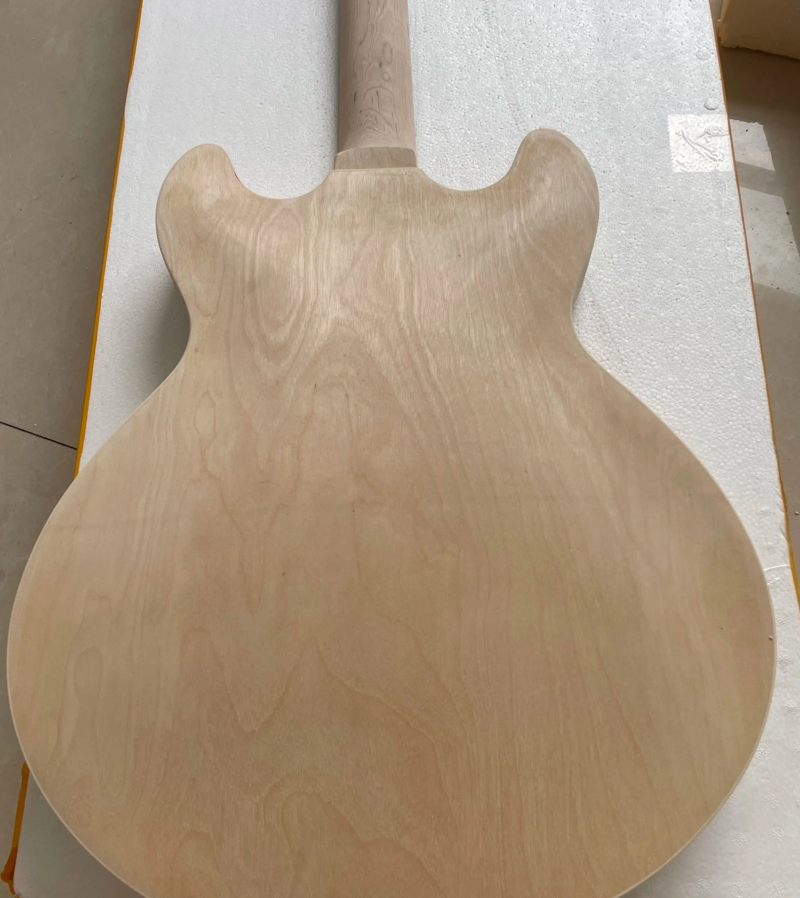 Hollow Body and neck unfinished diy electric kit part plywood body maple veneer maple neck JA ZZA Style F holes HH