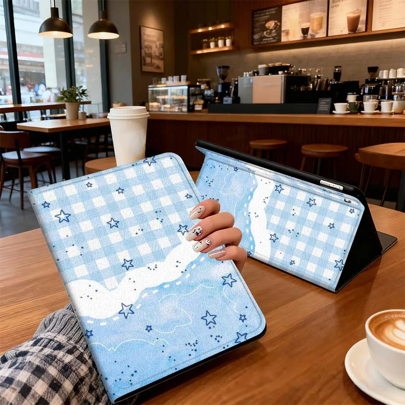 

Blue Checkered Art Pattern For Xiaomi Mi Redmi Poco Pad 2 4 5 7S 6S 6 7 8 Max Plus Ultra SE Pro K 2025 Tablet Case