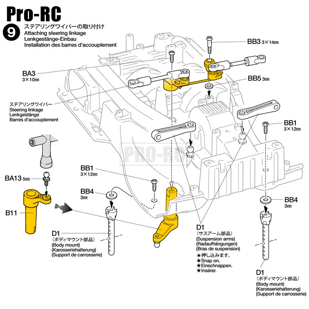 1Set Aluminum Bearing Steering Bell Crank Assembly #CC048 Upgrade Accessories for RC Model Cars 1/10 Tamiya CC-01 CC01