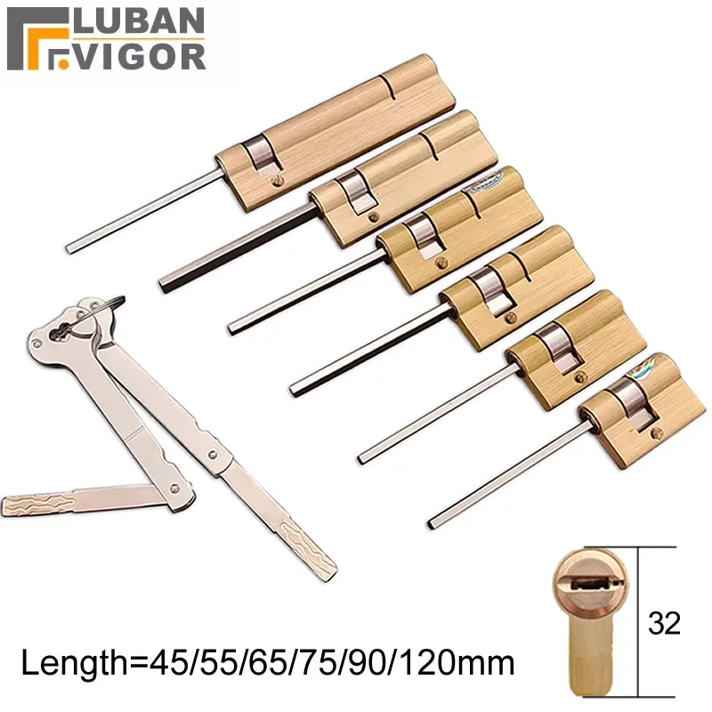 Special Lock Core for Fully Automatic Fingerprint Lock Cylinder H=32mm with 2 keys 8x4mm Flat Rod Anti-Theft Door Emergency Lock
