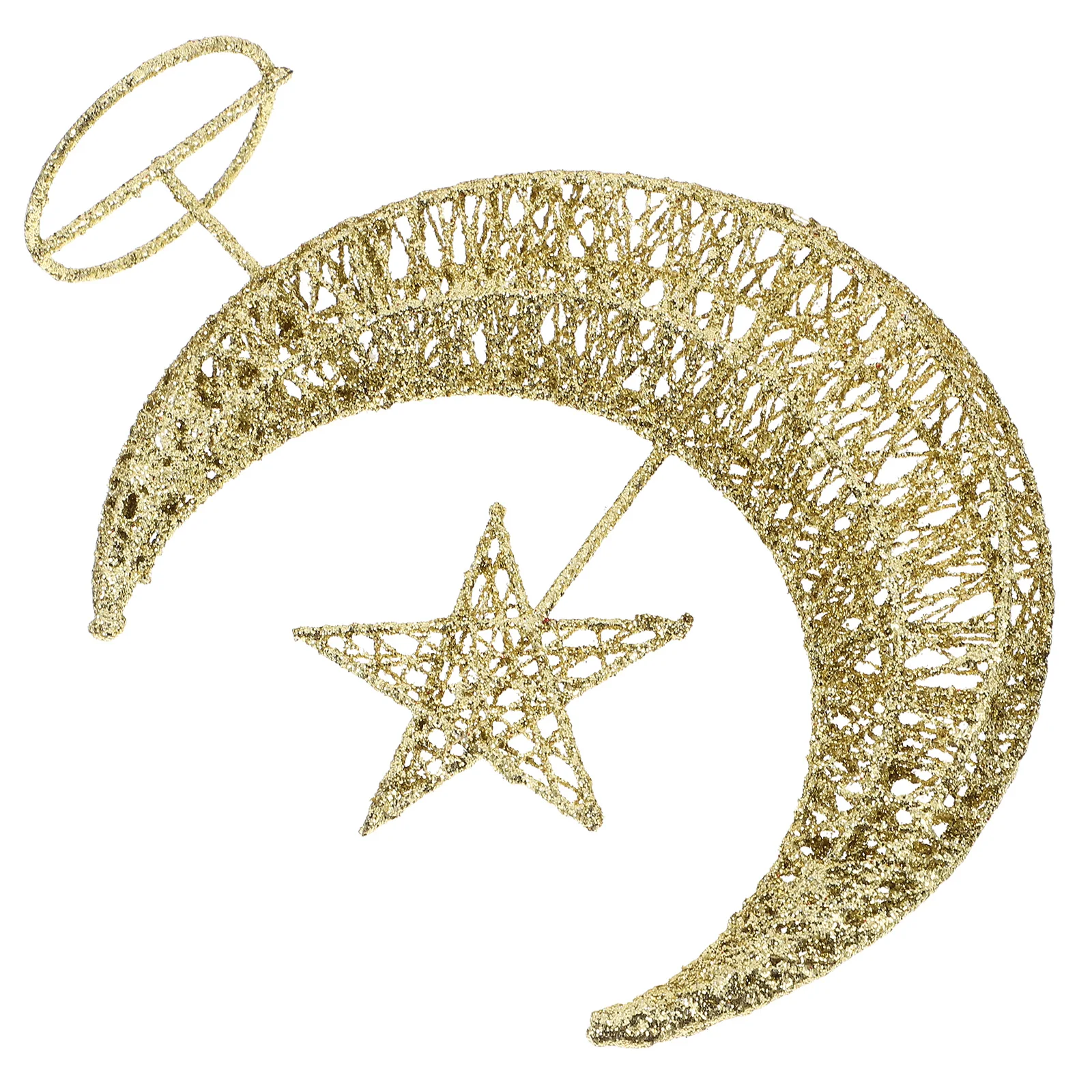 

Glittering Star Moon Christmas Tree Topper 20Cm Golden Wrought Iron Decor For Home Party Pendant Ornament Festive
