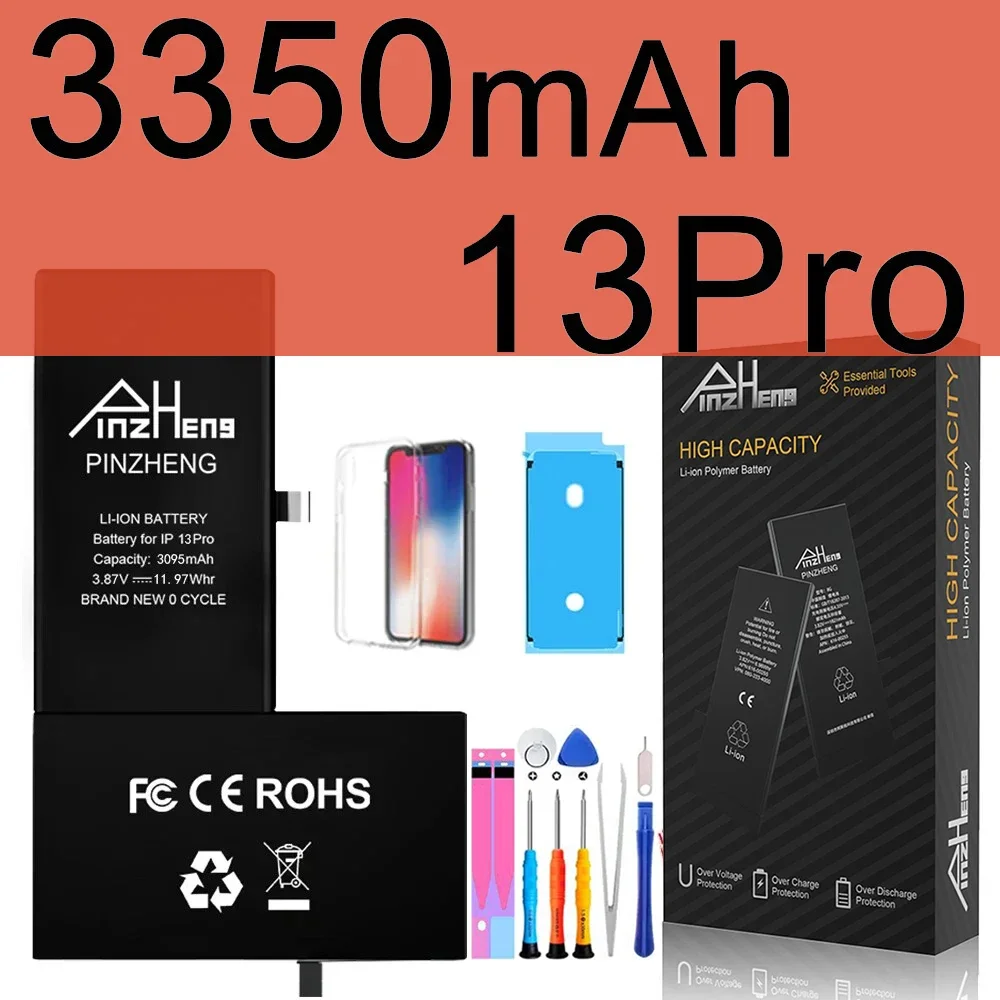 PINZHENG Echte batterij met hoge capaciteit voor iPhone X XR XS Max 12 13 Mini Pro Max 11 Pro Max Vervanging Bateria Garantie Eén jaar