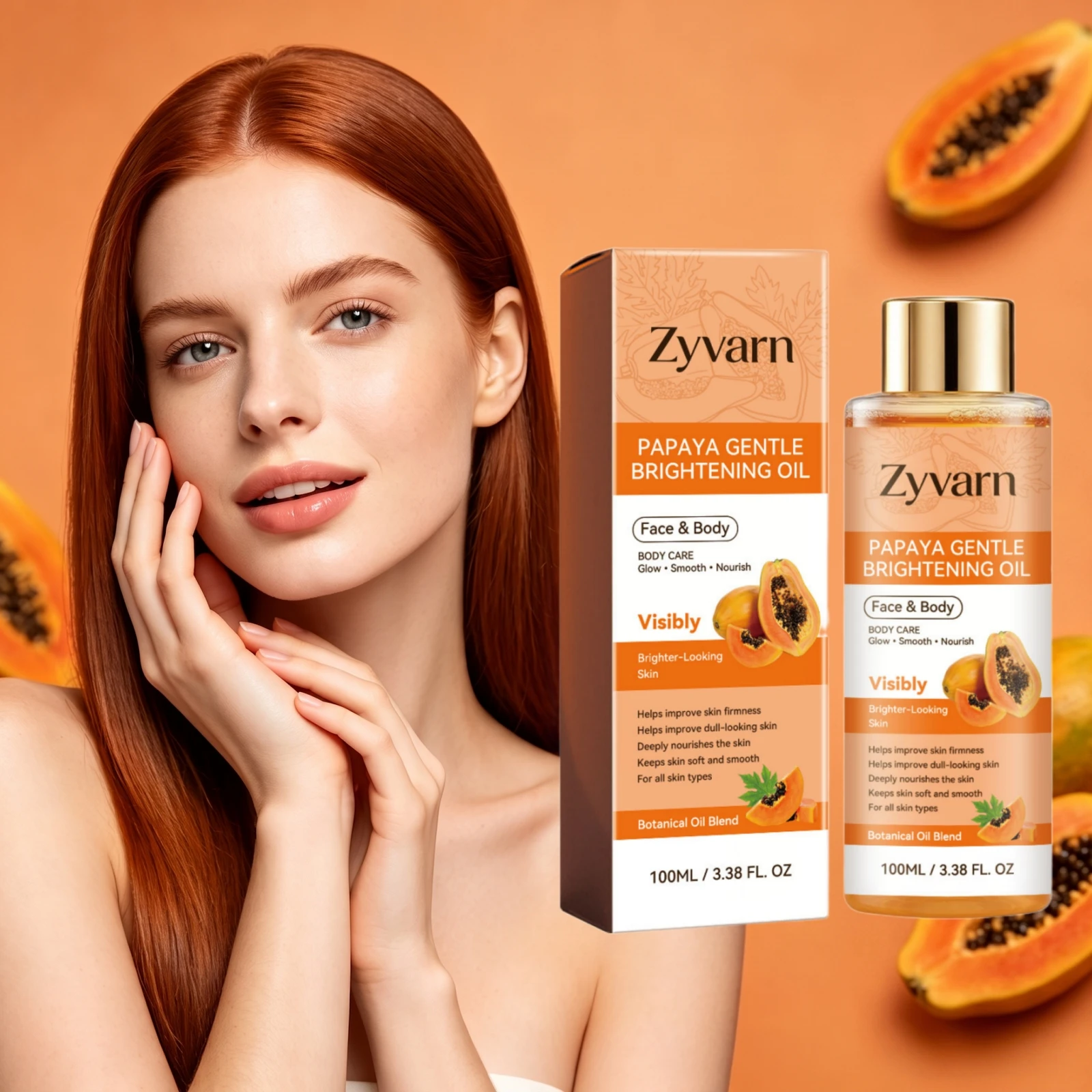 Papaya Gentle Brightening Oil Firming Dull Skin Visibly Brighter Face Nourish Glow Smooth All Skin Types Face Body Botanical Oil