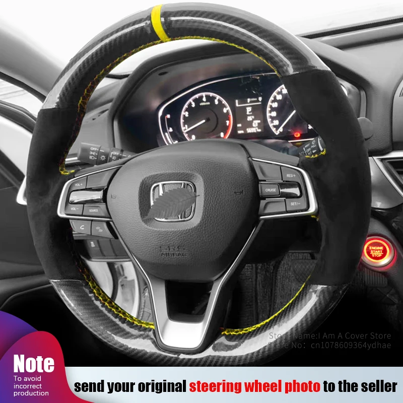 Car Steering Wheel Cover Hand Sewing Non-slip Suede Braid On Wrap Cover For Honda Accord 10 2018 2019 Insight 2019 Car Interior