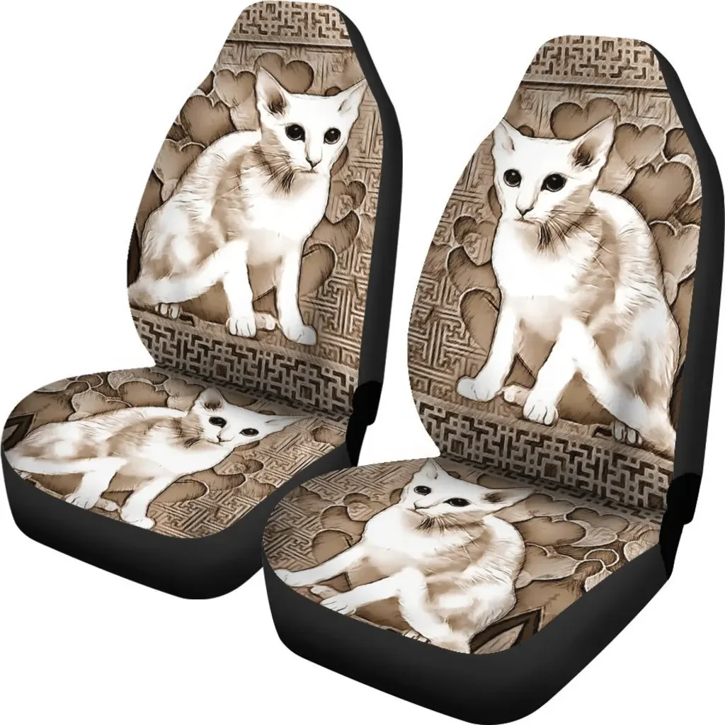 Oriental Shorthair Cat Print Car Seat Covers Set 2 Pc, Car Accessories Seat Cover