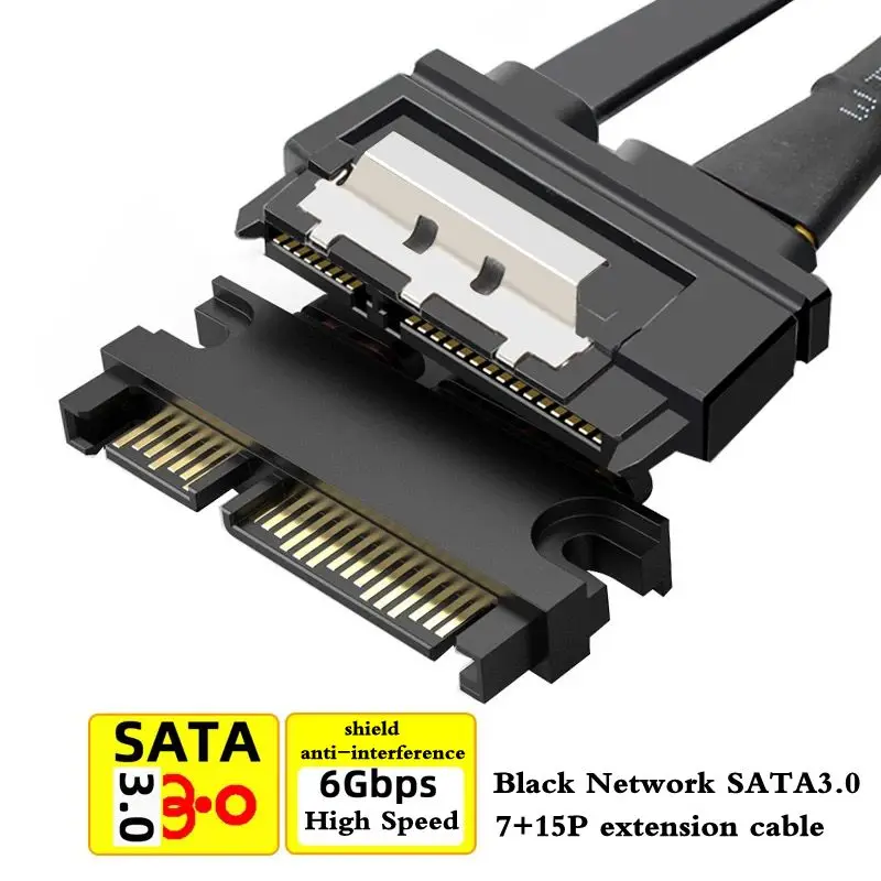 Kabel SATA 7+15Pin męski-męski do portu szeregowego, zasilania i danych, 10cm 30cm 50cm, przedłużacz dysku twardego SATA22Pin męski-męski — zdjęcie produktu 6