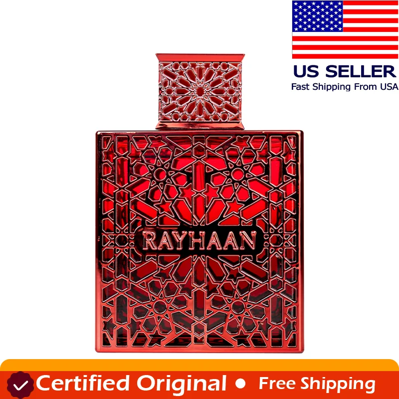 Rayhaan Crimson Eau De Parfum Spray, Canela, Cardamomo, Pimienta Rosa, 3.4 Onzas