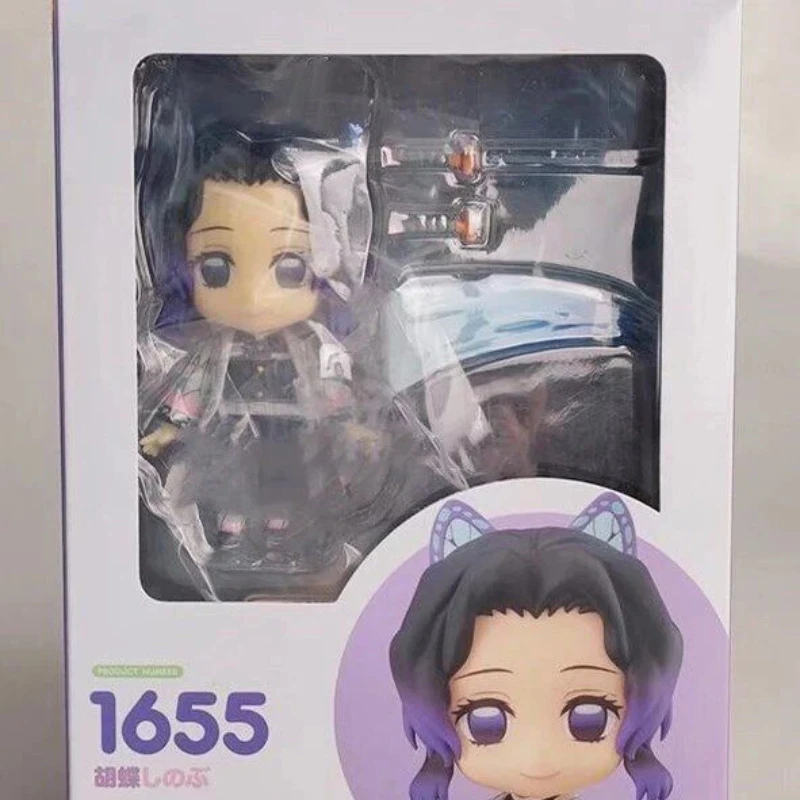 Demon slayer kochou shinobu figura de ação q argila modelo colecionável ornamento móvel recurso de mudança de rosto brinquedo para fãs