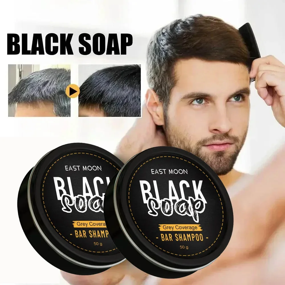 

Polygonum Multiflorum Black Hair Soap Dimming Shampoo Bar Repair Grey White Color Dye Face Hair Body Shampoo for Man Women