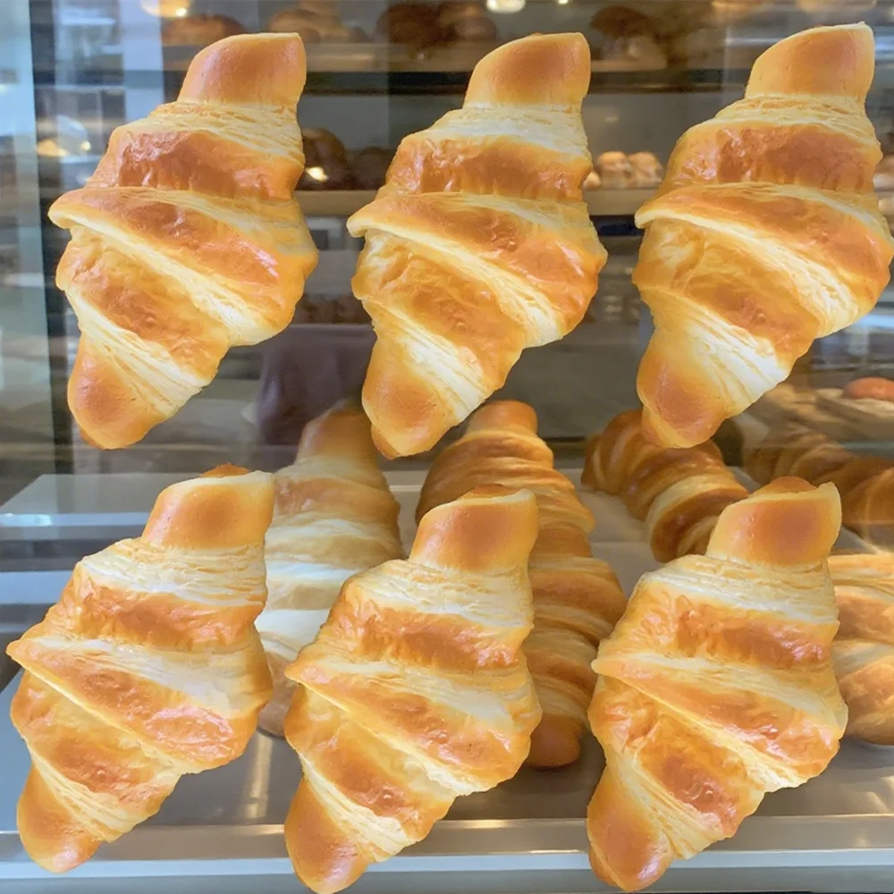 

4.9in SET Croissant Bakery Painau Fake Butter Dough Hand Sticky Food Photography Foodie Pastry Soft Rebound Toy Play Touch Gift