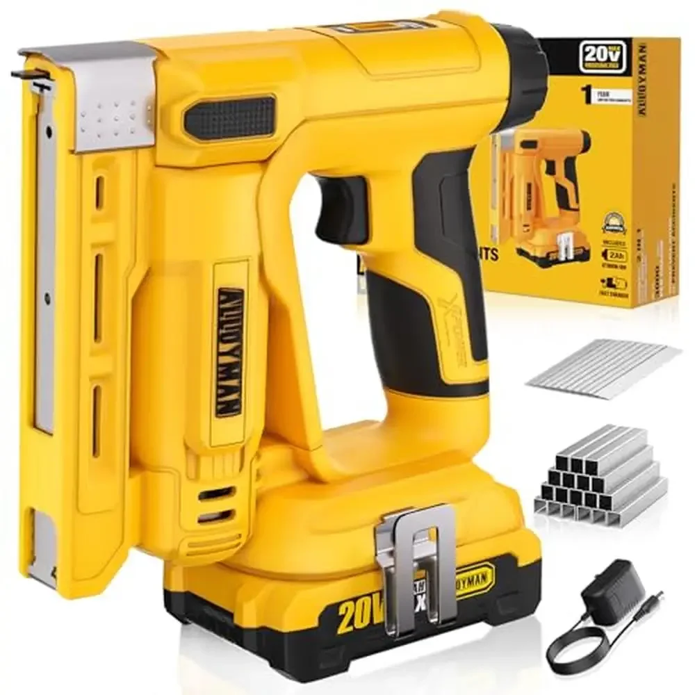 Cordless 2-in-1 18 Gauge Brad Nailer/Stapler Kit with 2.0AH Battery & Charger Impact Driver Technology Lightweight Design 3000