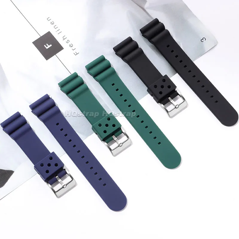 20 مللي متر 22 مللي متر ساعات سيليكون الفرقة المطاط مقاوم للماء الغوص حزام ل Seiko SKX007/009 العالمي سوار الإفراج السريع معصمه