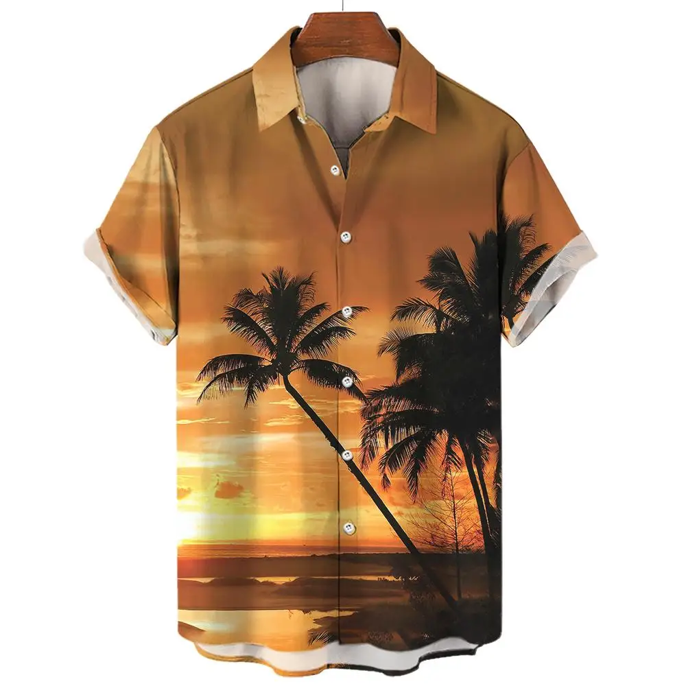 Hawaiian Shirt For Men Beach Tees Casual Tropical Short Sleeve Button Down Shirts 3D Printed Clothing for Men Summer Vacation