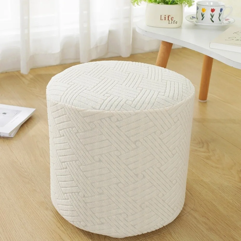 New Solid Color Jacquard Ottoman Cover T-Shape Soft Square Stool Cover Elastic Footstool Case Living Room