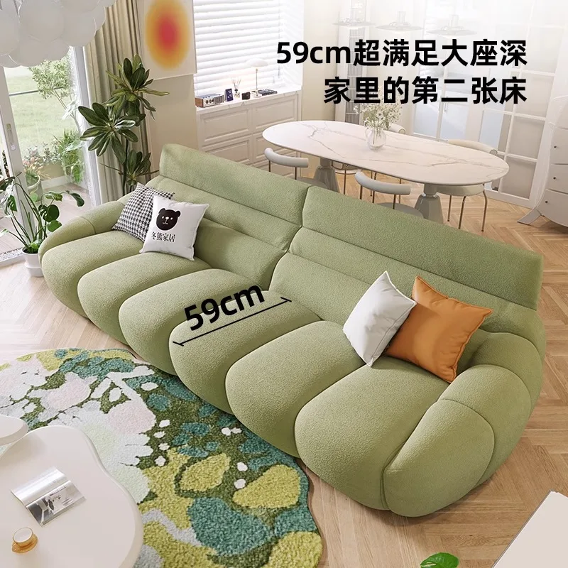

Cream Wind Pumpkin French Retro Modern Simple Small Apartment Living Room Straight Row Puff Cloth Sofa