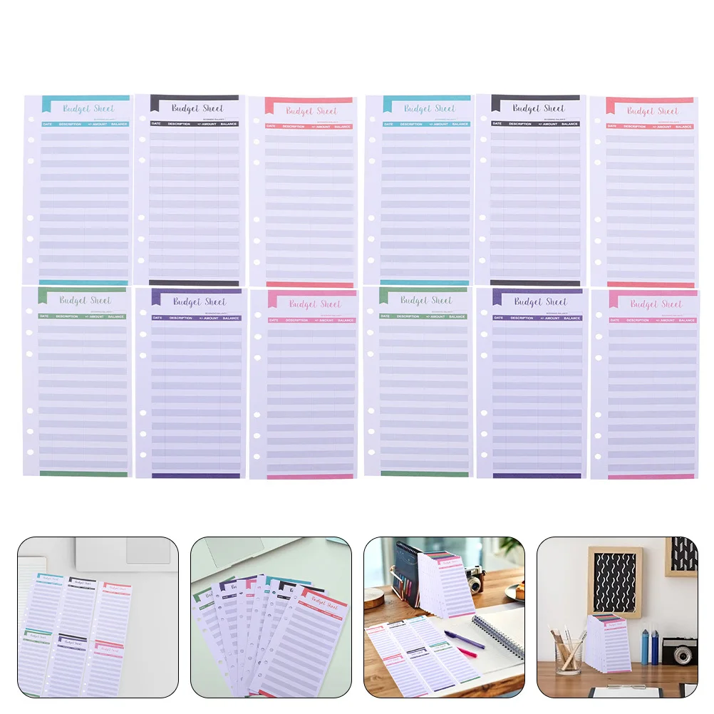 

24Pcs Card Convenient Budget Sheets Household Budget Planners Portable Daily Finance Inserts Planner Travel Business Use