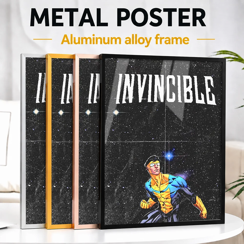 Invincible Comic Hero Framed Aluminum Metal Poster Customized Photo Vibrant Style Wall Art For Living Room Ideal Birthday Gift