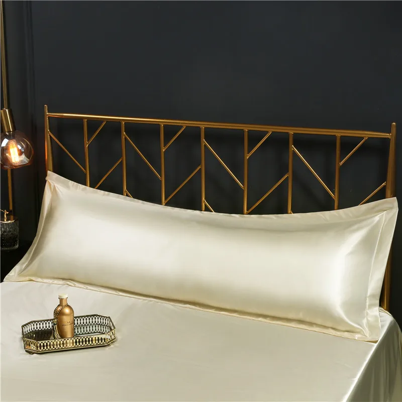 Faux Silk Satin Pillowcase Rectangle Couple Double Pillow Cover  48x120cm/48x150cm Hair Beauty Soft Anti Frizz Long Pillowcase