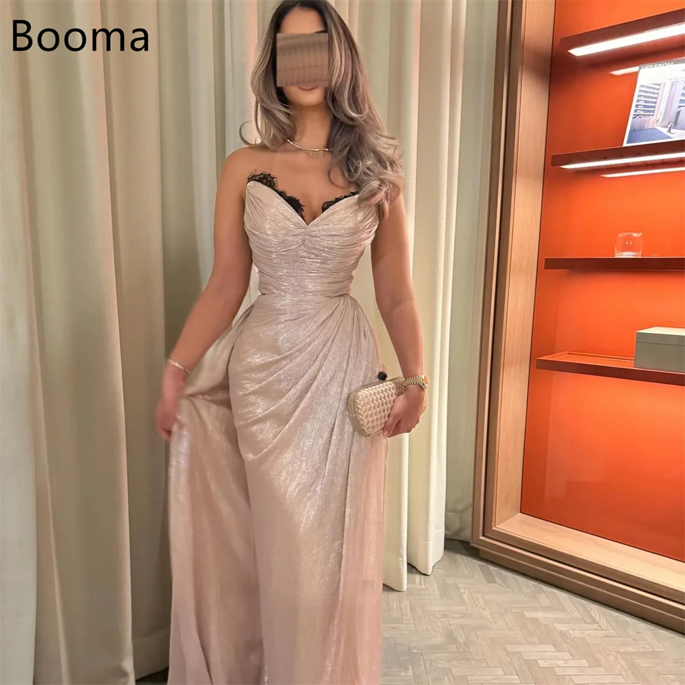 

Booma Elegant Mermaid Shiny Lace Strapless Pleat Dresses Formal Party Gowns for Women Simple Side Split Prom Gown Customize 2025