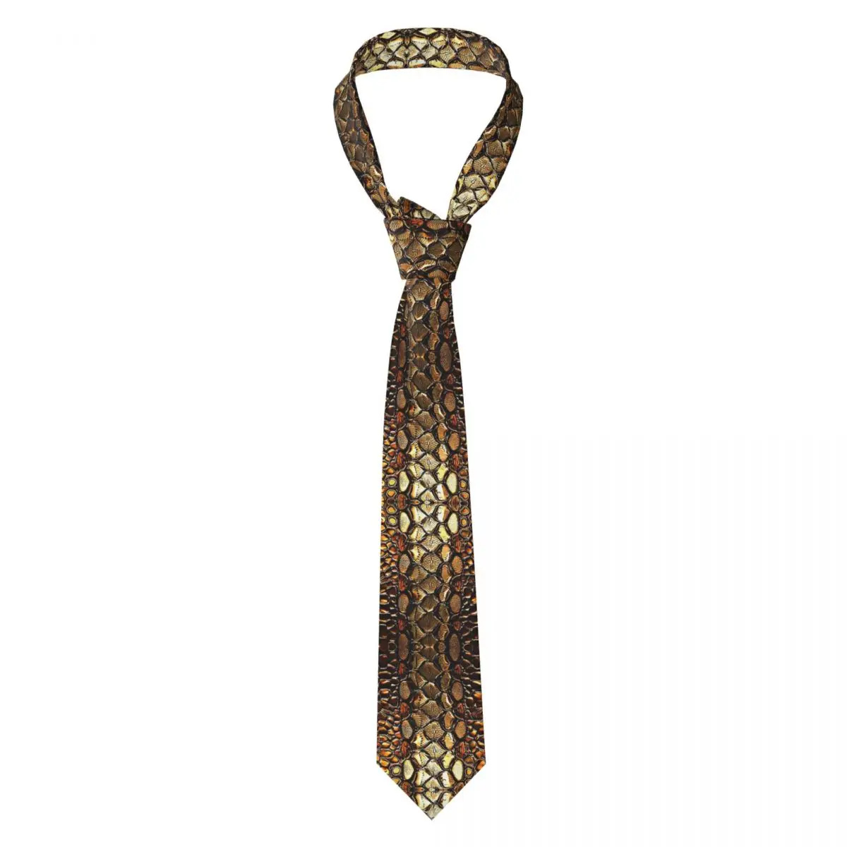 Snake Skin Bronze Snake Serpent Animal Print Viper Fashion Necktie for Men Silk Slim Neck Ties Party Accessories Tie Gravatas