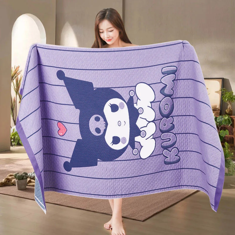 

Sanrio Kuromi Hello Kittys Cartoon Bath Towel Kawaii Anime Large Size Cotton Gauze Super Absorbent Soft Bath Towel Toy Girl Gift