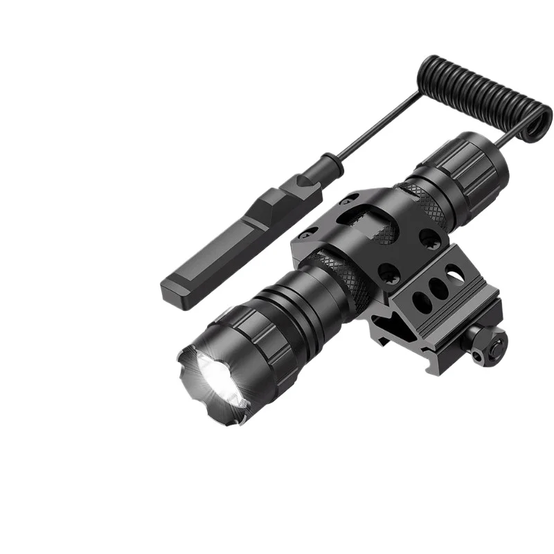 戦術用懐中電灯-超高輝度-強光-ラットテール-デュアルコントロール-usb充電式-長距離照明-アウトドア用