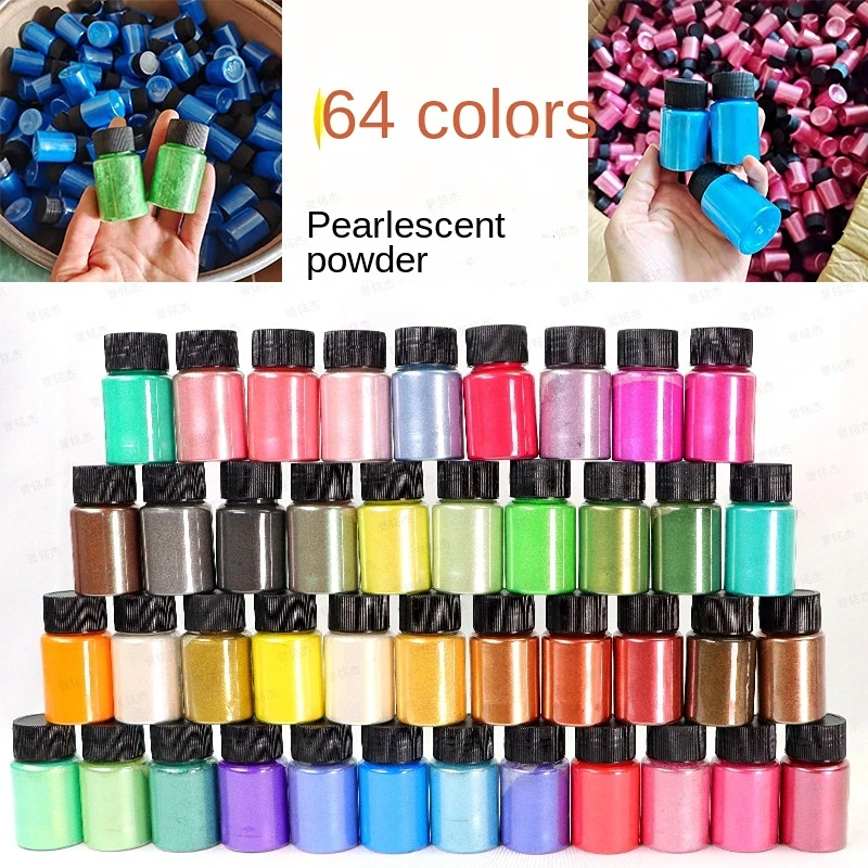 Nail Polish Pearlescent Powder Soap Mica Pearlescent Powder Crystal Drop Glue Slimes Pearlescent Pigment Powder 54 Colors 10g