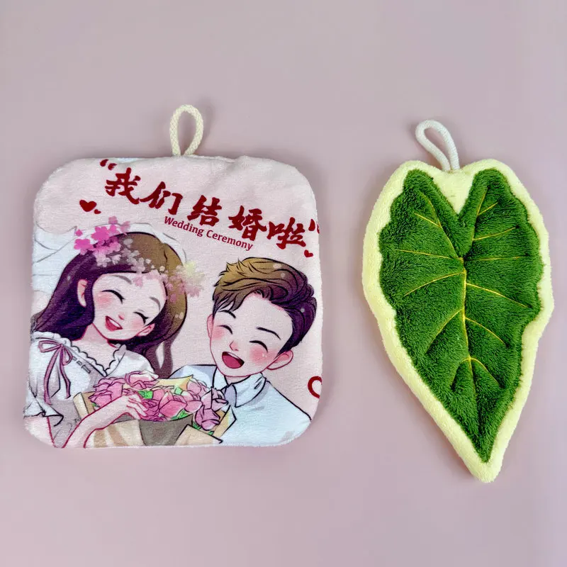 Festive Cute Cartoon Handkerchief Towel Absorbent Bathroom Hanging Hand Towel Wash Square Towel Kitchen Wiping Cloth