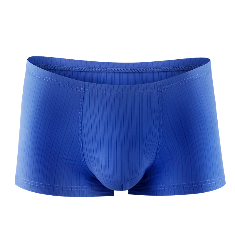 3PCS Men's Ice Silk Seamless Boxer Briefs, Summer Thin Breathable One-piece Sexy Flat Angle Underpants, Youth Bottom Shorts