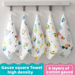 5PCS/Set Newborn Baby Face Towel Muslin With Hood 6 Layers Pure Cotton Non-fluorescent Agent 25X25CM Soft Baby Bath Square Towel