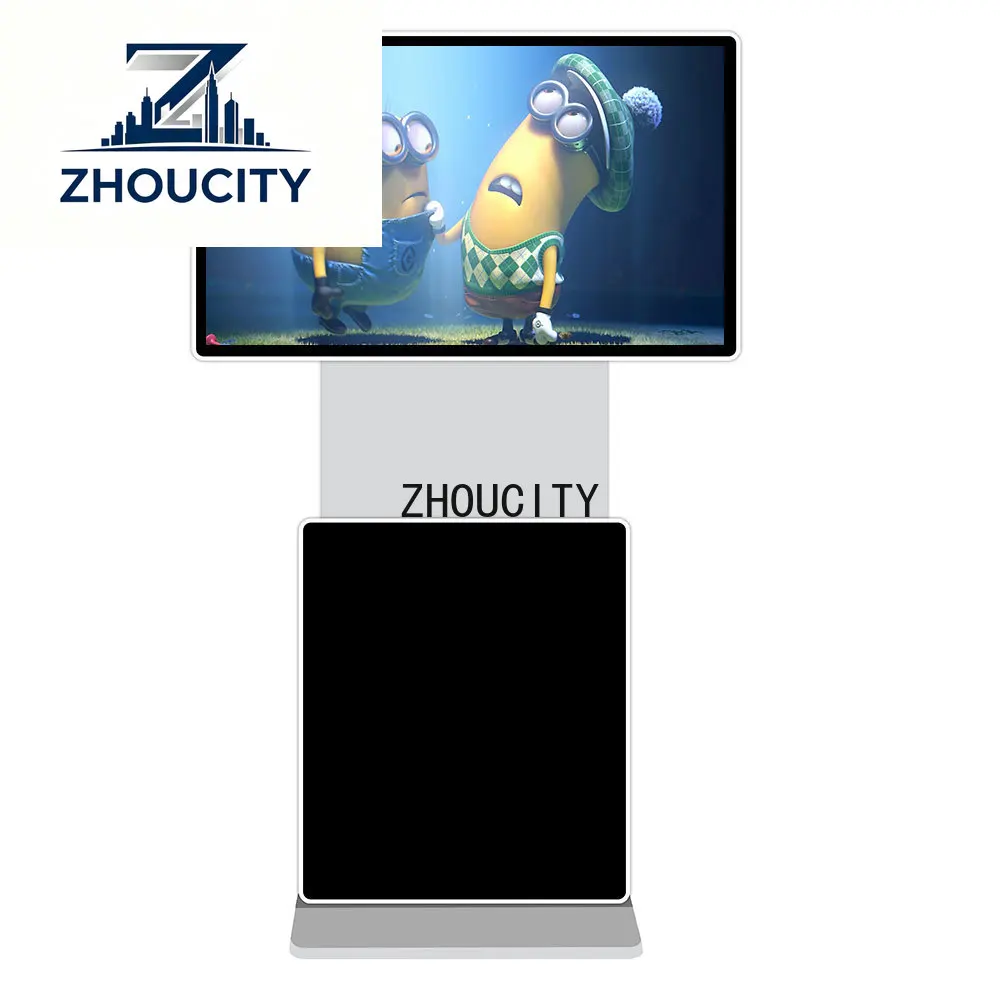 55 inch 4K display stand lcd advertisement interactive multi touch screen rotate digital kiosk signage