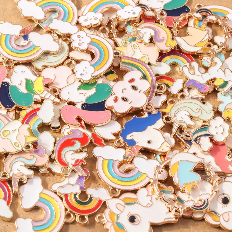 10pcs/lot Enamel Cloud Rainbow Charms Cute Unicorn Charms Pendants for Making  Necklace Earrings DIY Jewelry  Accessories