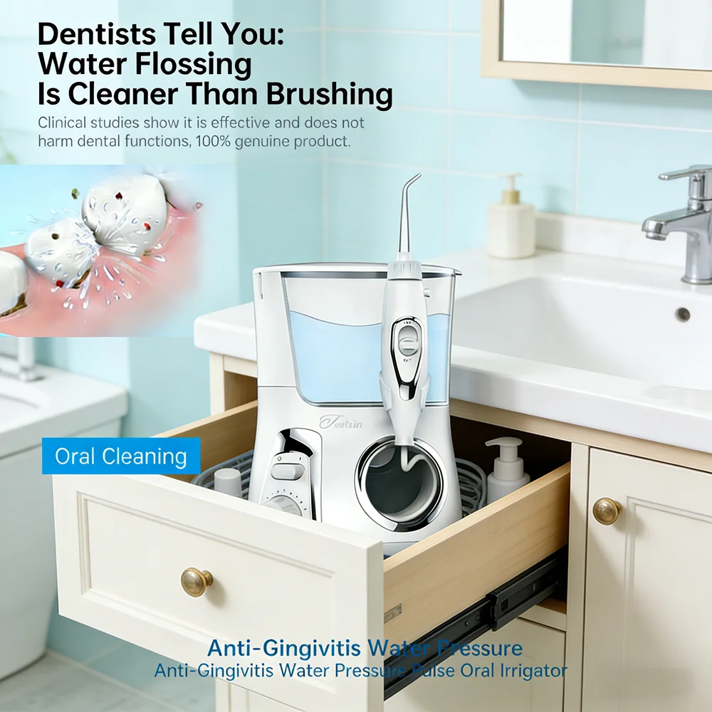 

Desktop Electric Water Flosser with 10 Modes, 5 Replaceable Nozzles Dental Water Jet, for Comprehensive Home Oral Care