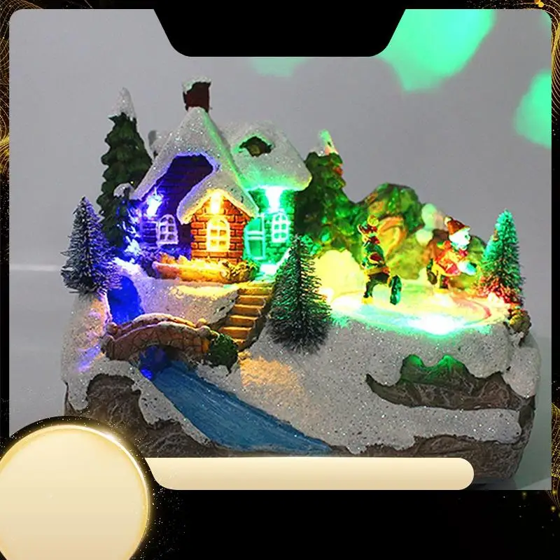 

X40A_XA-Christmas Glowing Christmas Houses Village Christmas Decorations Snow House With LED Lights For Home Decor